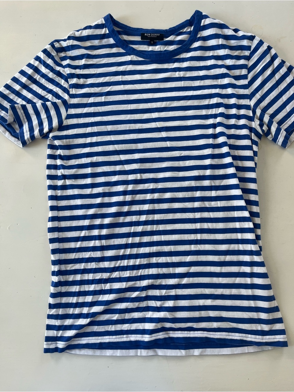 Ron Dorff Blue & White Striped Short Sleeve Tee